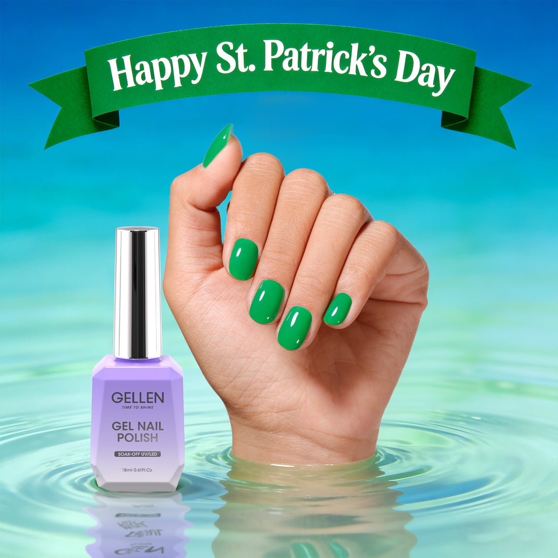 Gellen Gel Nail Polish, 18ml Vibrant Emerald Green Nail Polish Soak off UV LED Nail Gel Polish Nail Art Manicure Salon at Home DIY Gel, Valentine Gifts for Women Girls