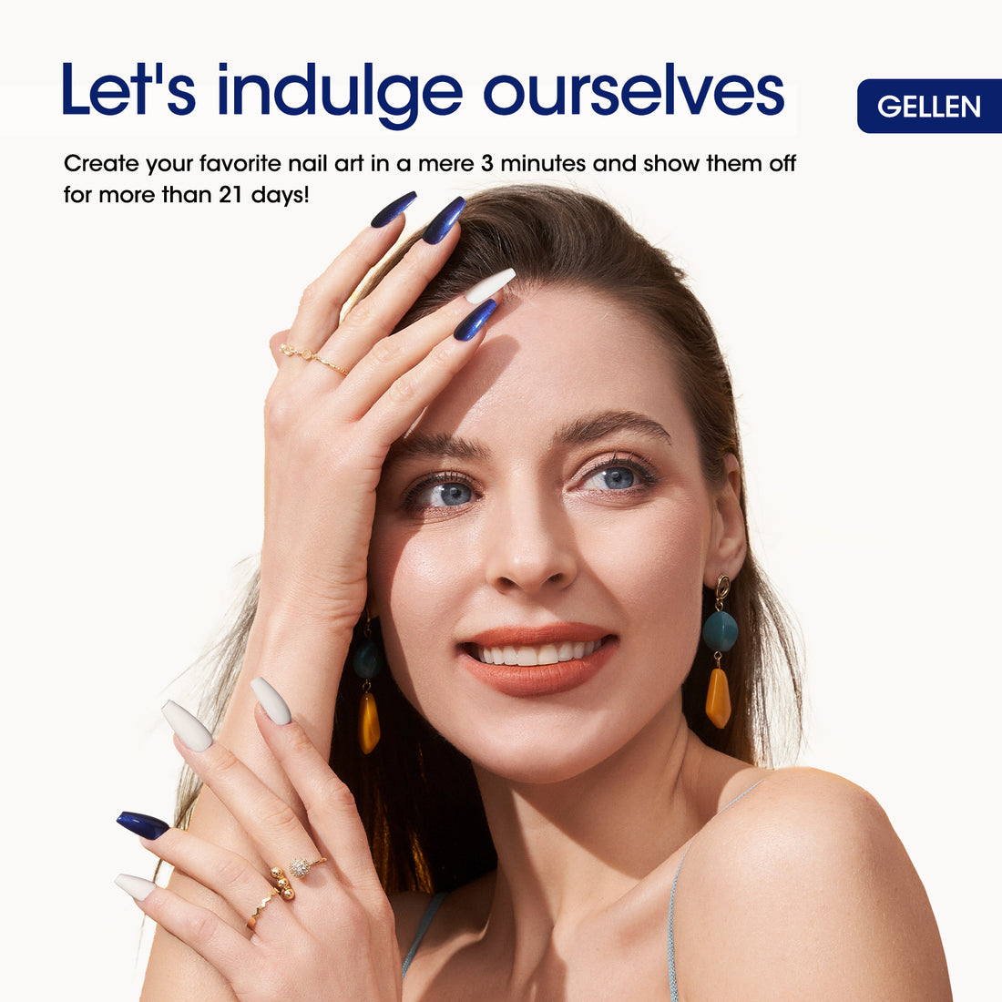 Gellen White Gel Nail Polish and Shimmer Blue Gel Polish, 10ml Sparkle Silver Nail Polish Soak Off No Wipe UV Gel for Nail Art Salon Manicure DIY, Christmas Gifts for Women