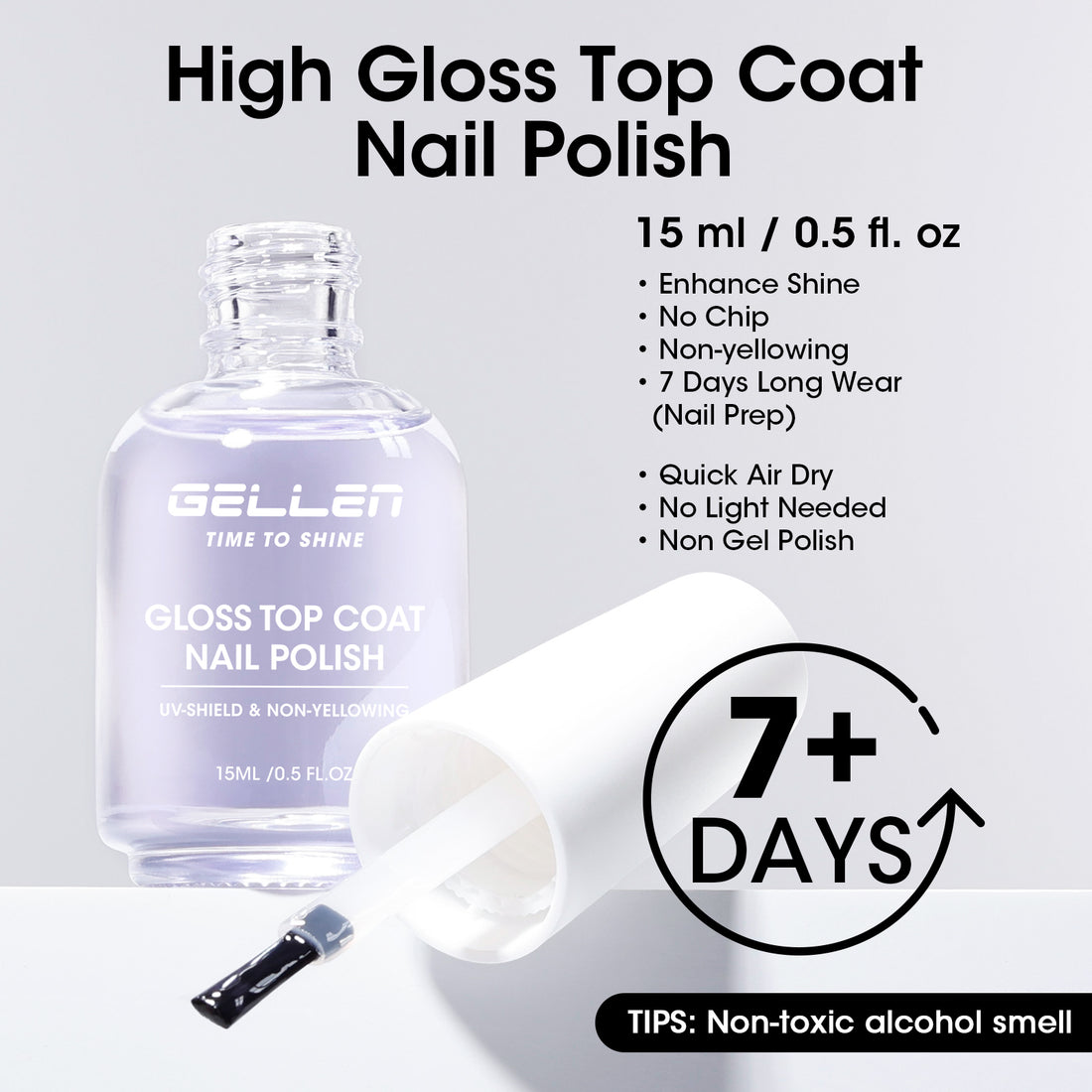 Gellen Base & Top Coat Nail Polish Set, Pink Nail Ridge Filler & High Shine Top Coat Duo, Nail Strengthener for Weak Damaged Nails, Quick Dry Chip Resistant Clear Nail Polish, HEMA Free
