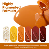 Gellen Brown Gel Nail Polish Set, 6 Colors Gold Chocolate Glitter Gel Polish, No Wipe Soak Off Glossy UV Gel for Women DIY Manicure Valentine's Day Halloween, 10ml/0.33oz