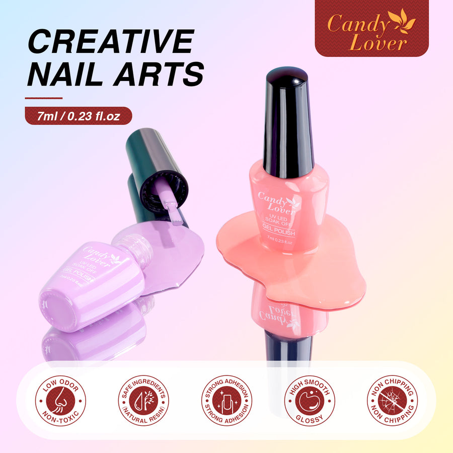 Candy Lover Gel Nail Polish Kit, 12 Colors Macaron Collection Nail Gel Kit with Greeting Card & 72W UV Nail Lamp, Salon Quality Long-lasting Gel Polish Set, Gift for Girl Women DIY Manicure