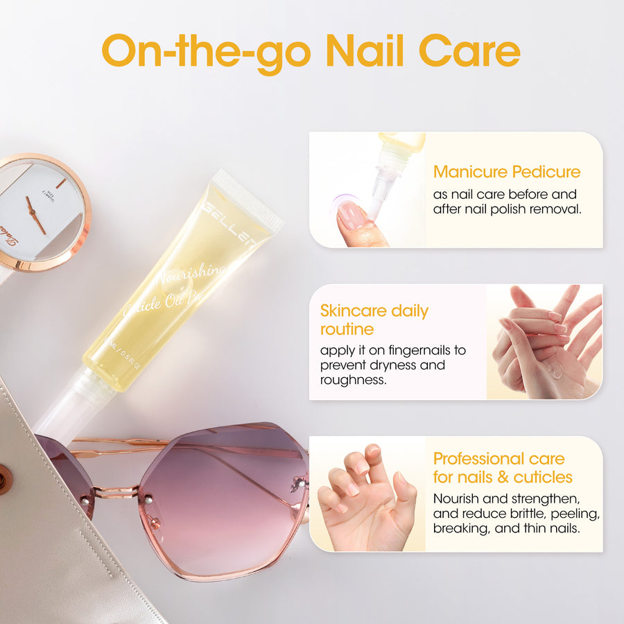Gellen Cuticle Oil Pen for Nails, Vanilla Nourishing Nail Growth Oil, Jojoba & VE, Soften Cuticles Nails Strengthening, Leak-free Brush Applicator, Pro Nail Care for Brittle Dry Hands