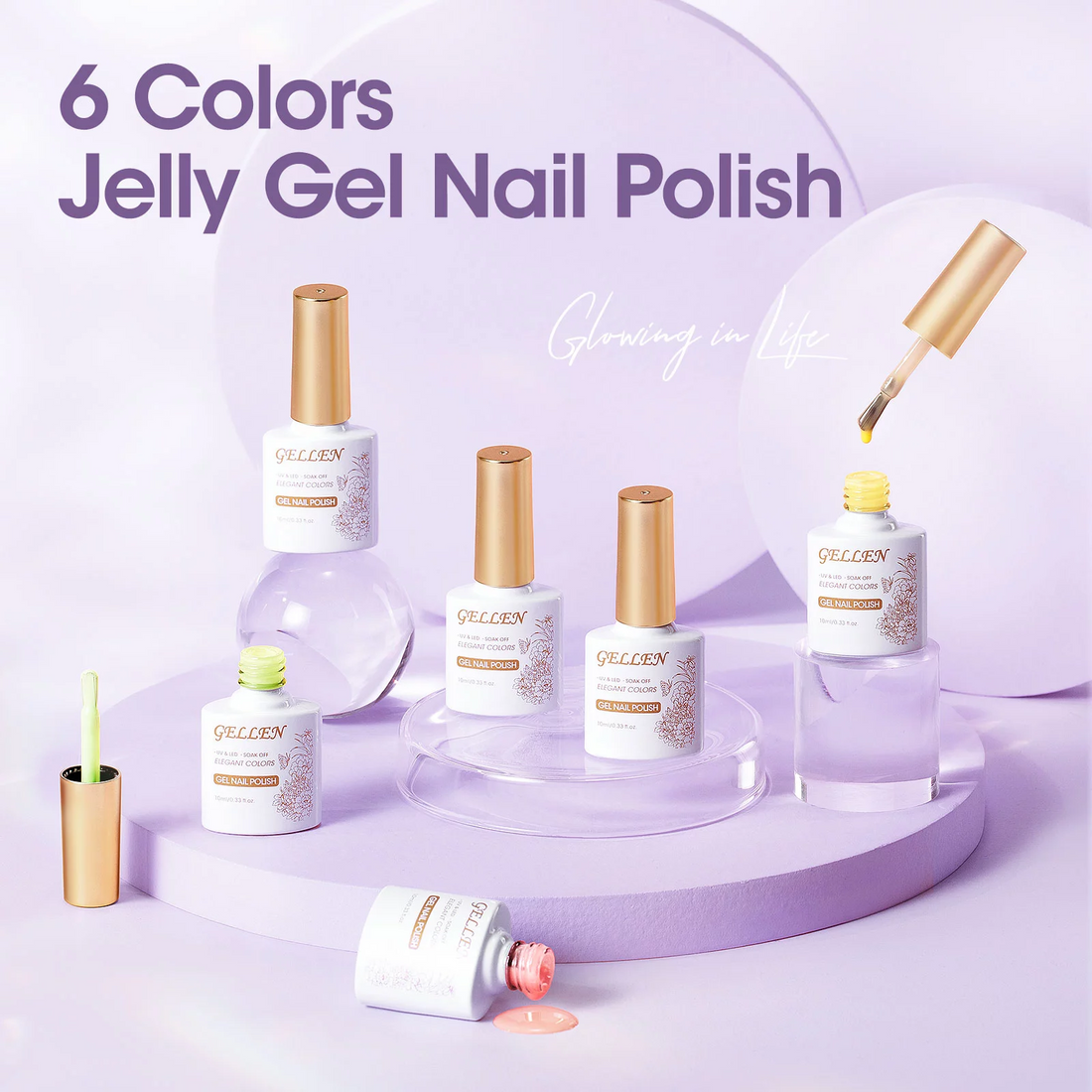 Gellen Gel Nail Polish Kit, 6 Pcs Macaron Gel Polish Set, Soak off Nail Lamp Gel Polish, Gifts for Women Manicure Kit