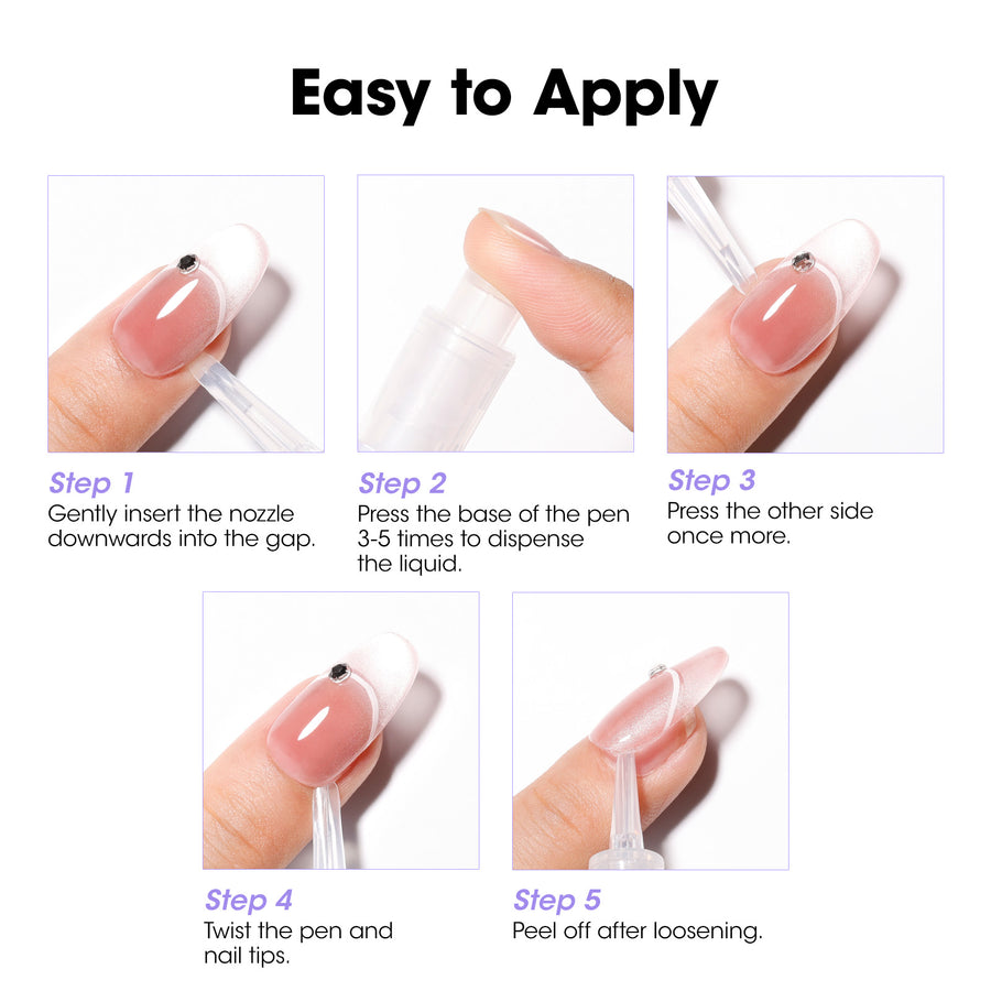 Gellen Nail Glue Remover Pen, 2Pcs 3ml Nail Glue Remover for UV Nail Glue Press on Nails, Click Remover Pen Design and Remove for Fake Nails Tips, Alcohol Acetone Free Fast Remove Gel Glue