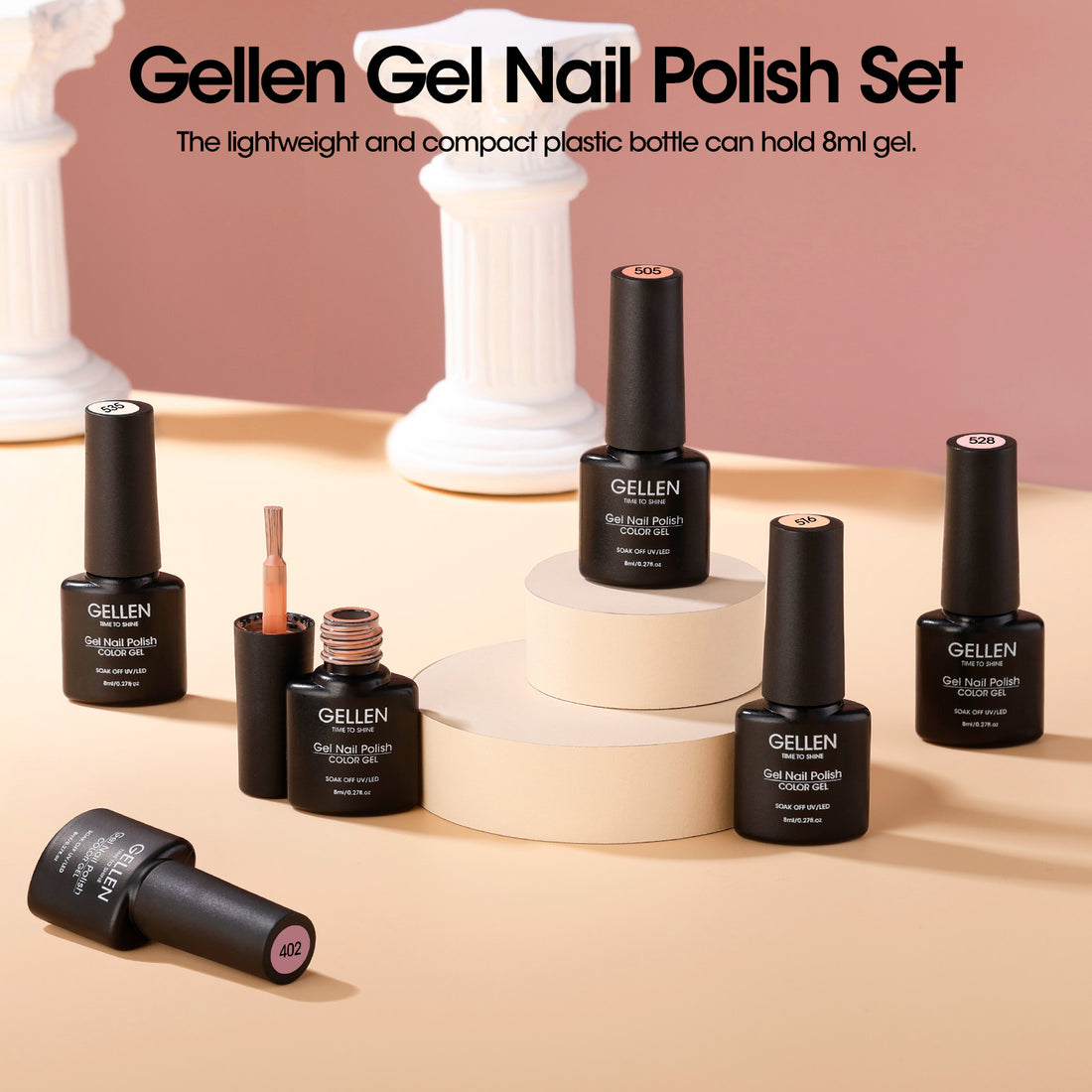 Gellen Nude Gel Nail Polish, 6 Colors Pink Nude Gel Polish Set Skin Tones Neutral Soak Off Nail Gel Kit for All Seasons Nail Art Home Diy Manicure