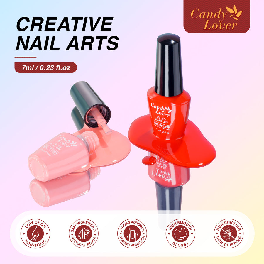 Candy Lover Gel Nail Polish Kit, 12 Colors Rainbow Collection Nail Gel Kit with Greeting Card & 72W UV Nail Lamp, Salon Quality Long-lasting Gel Polish Set, Gift for Girl Women DIY Manicure