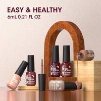 Gellen Gel Nail Polish Set of 6 Same Color Same Bottle Beige Brown Wine Red Nude Glossy Gel Polish, Soak off Gel Nail Kit for DIY Home Gel Manicure Set for Nail Art