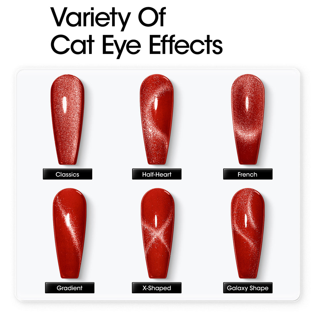 Gellen Cat Eye Gel Nail Polish Kit, 6 Colors Glitter Red Pink Cat Eye Gel Polish with Magnet, Soak off UV/LED Nail Gel Kit, Salon Nail Art Valentine Gifts for Women