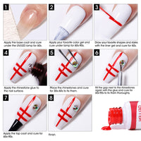 Gellen Gel Liner Nail Polish, 12 Colors Bright Jewelry Fashion Color Nail Art Gel Nail Polish Set, Gel Polish Soak Off UV Cure Gel Built Thin Nail Brush Christmas Gifts for Women