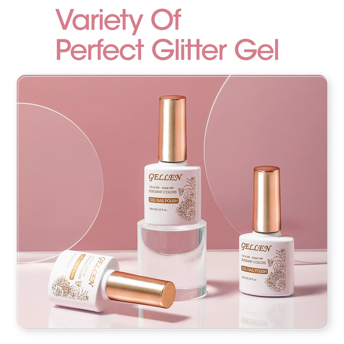 Gellen Gel Nail Polish Kit - Nude Pinks Jelly Gel & Shimmering Gel Polish, Soak off Nail Gel Manicure Set 10ml