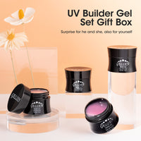 Gellen Builder Nail Gel, 4 Colors Nail Extension Gel Set White, Light Pink, Light Orange, Brown Hard Gel Builder Nail Extension for Nail Art