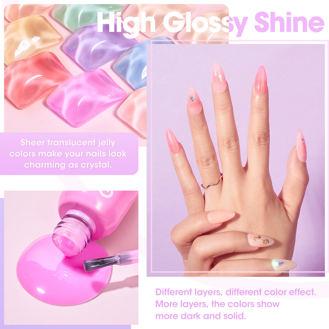 Gellen Gel Nail Polish Starter Kit with UV Lamp, 10 Colors Jelly Macaron Gel Polish with 36W Nail Lamp Top & Base Coat Nail Tools Manicure Set & Storage Box, All-In-One Gel Nail Polish Kit