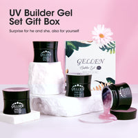 Gellen Builder Nail Gel, 4 Colors Nail Extension Gel Set Shimmer, Pink, Light Pink, Orange Hard Gel Builder Nail Extension for Nail Art