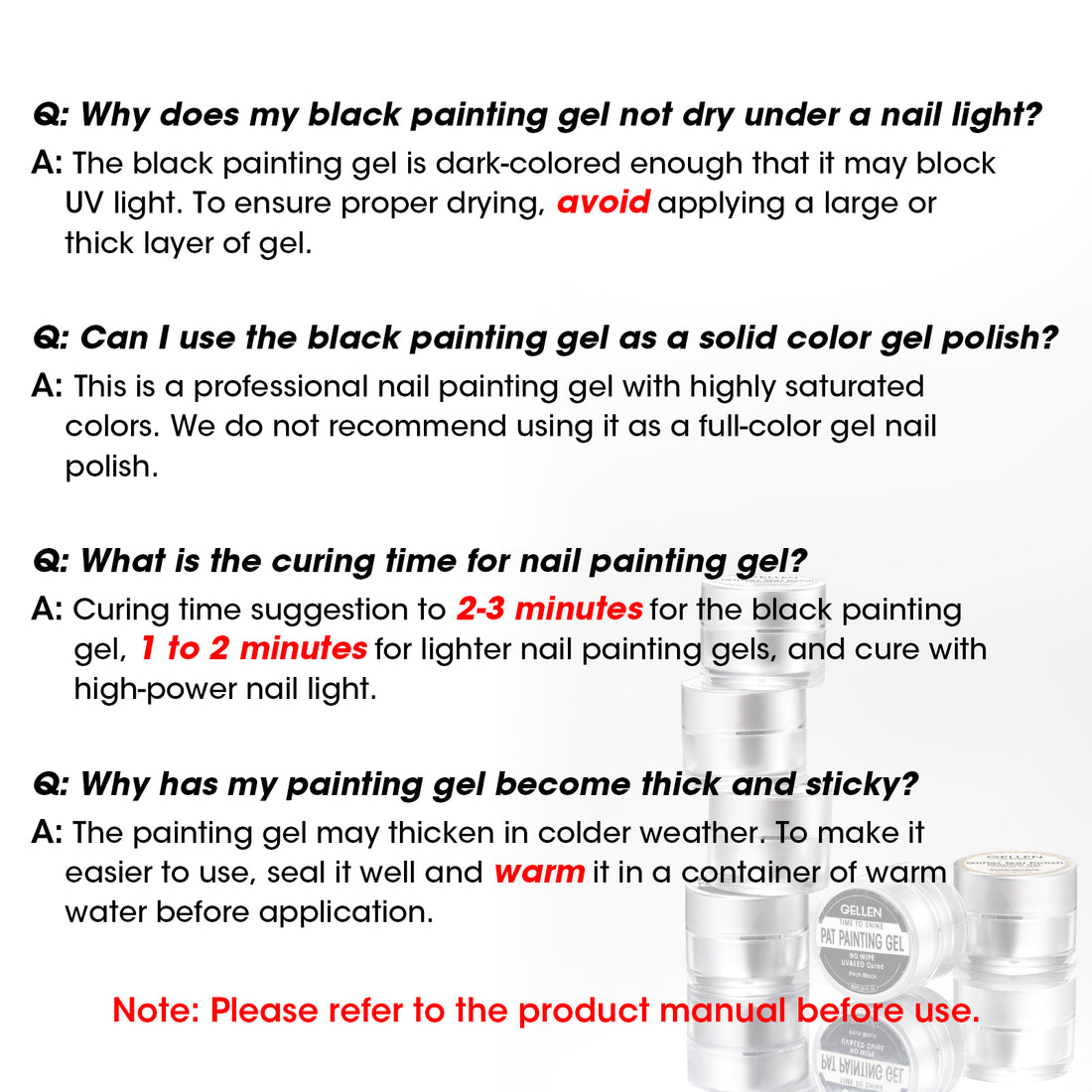 Gellen Black & White Nail Painting Gel, Metal Platinum Reflective Painting Gel Polish for Nails Drawing French-tip Floral Painted Liner Soak off UV/LED Cured for Salon DIY Nail Art