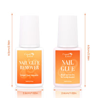 Candy Lover Nail Glue and Glue Remover for Press on Nails, Air Dry Nail Glue and Acrylic Nail Glue Remover Set for Fake Nail Tips, 0.23 fl oz Each