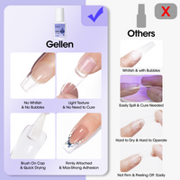 Gellen Nail Glue for Press on Nails with Nail Glue Remover, Air Dry Nail Glue and Acrylic Nail Glue Remover Set for Fake Nail Tips, 0.23 fl oz Each