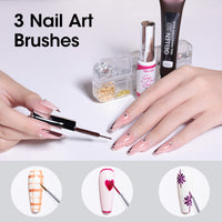 Gellen Gel Liner Nail Polish, 12 Colors Sweet Candy Girly Color Nail Art Gel Nail Polish Set, Gel Polish Soak Off UV Cure Gel Built Thin Nail Brush Christmas Gifts for Women
