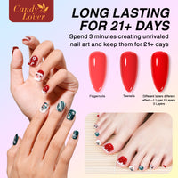 Candy Lover Gel Nail Polish Kit, 12 Colors Christmas Collection Nail Gel Kit with Greeting Card & 72W UV Nail Lamp, Salon Quality Long-lasting Gel Polish Set, Gift for Girl Women DIY Manicure