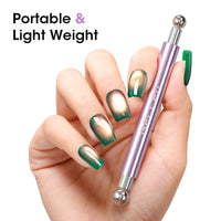 Gellen Double-Ended Cat Eye Magnet Stick, Dual Cat Eye Gel Nail Polish Sturdy Magnet Tool with Round Beads, Multifunctional Cat-Eye Nail Art Effect at Home Salon DIY