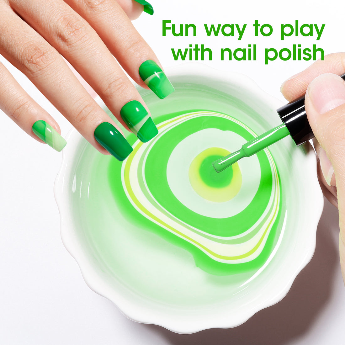 Gellen Nail Polish, Quick Air Dry 6 Colors Nail Lacquer Set Summer Emerald Green Trendy Nail Polish Kit for Nail Manicure DIY Art Home, No UV Light Needed, 0.33 oz Each Bottle