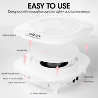 Gellen Nail Dust Collector with Reusable Filter&Dust Brush Nail Tech Vacuum Dust Fan Low Noise Powerful Suction Dust Extractor Electric Machine