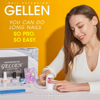 Gellen Nail Tips and Glue Gel Kit, False Nail Kit Easy Nail Extension Set with 240Pcs Full Matte Almond Gel Nail Tips, Nail Glue Base Gel and LED Nail Lamp