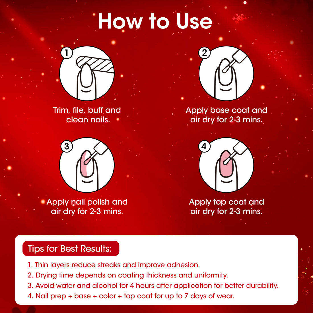 Gellen Quick Dry Nail Polish, 6Colors Christmas Red Gold Glitter Collection Regular Nail Polish Set No UV Light Needed for Finger Toe & Fake Nails Home Salon DIY Nail Art