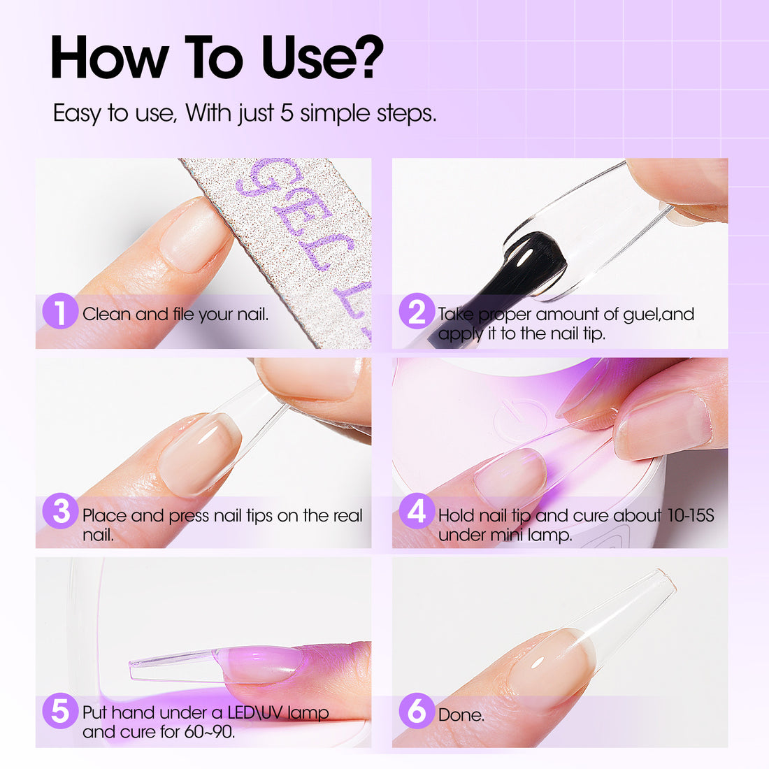 Gellen Nail Gel Glue for Nail Tips, 15ML UV Light Needed Nail Gel As Base Gel, As Rhinestone Glue, As Nail Tips Glue for Clear Press on Acrylic and False Nails