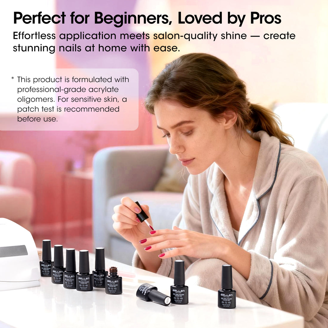 Gellen 24Pcs Gel Nail Polish Set, 20Colors All Seasons Gel Polish with Base Coat & Glossy Matte Cateye Top Coat, HEMA TMPTA TPO 3-Free Red Pink Green White UV Cured Soak off Nail Kit for Women