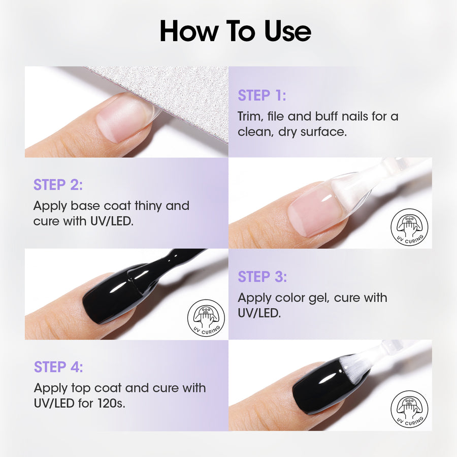 Gellen Hema-Free Gel Base and Top Coat Set, 2Pcs 20ML No Wipe Glossy Gel Top Coat, Clear UV Base Coat Gel Nail Polish, Soak Off Nail Lamp Gel Base Top Coat Nail Art Home Manicure