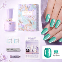 Gellen One Step Cat Eye Gel Nail Polish, 5-in-1 Magnetic Gel Polish Set, UV Lamp Needed Cured, No Base Top Needed, DIY Manicure for Women Beginners, 08 Sheer Mint Green