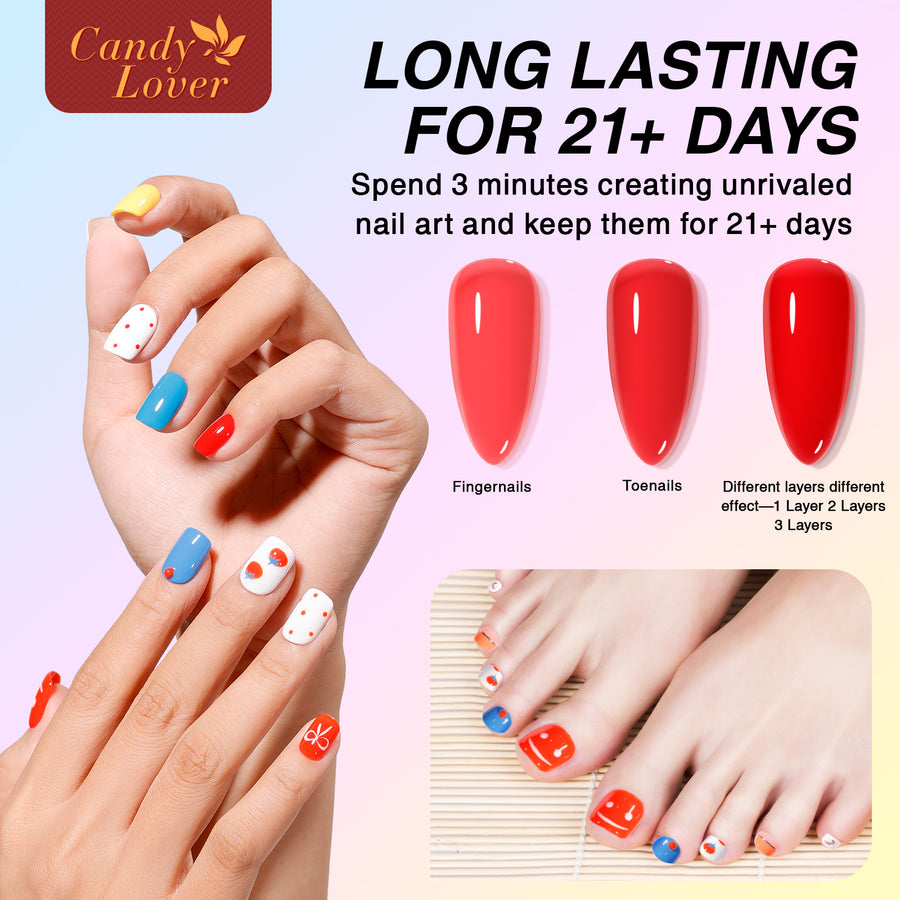 Candy Lover Gel Nail Polish Kit, 12 Colors Rainbow Collection Nail Gel Kit with Greeting Card & 72W UV Nail Lamp, Salon Quality Long-lasting Gel Polish Set, Gift for Girl Women DIY Manicure