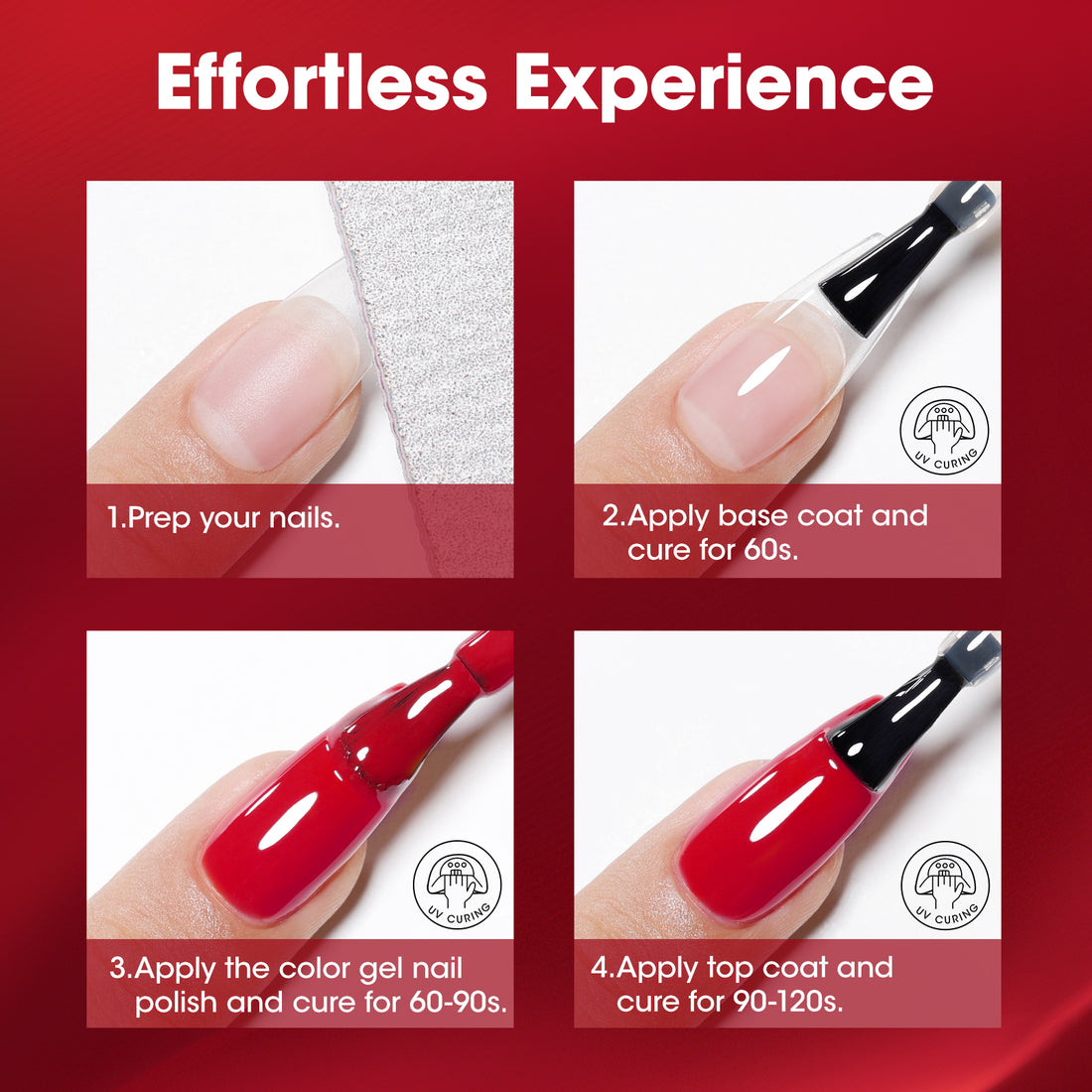 Gellen Red Gel Nail Polish Set, 6 Colors Winter Christmas Burgundy Red Bloody Red Glitter Gel Polish, No Wipe Soak Off Glossy UV Gel for DIY Nail Art Salon Manicure, 10ml/0.33oz