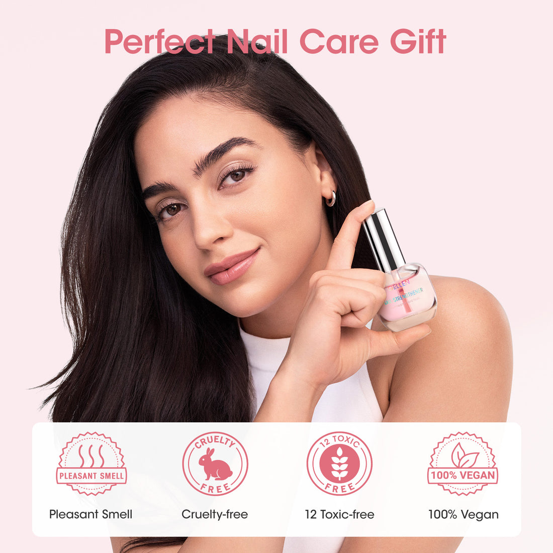 Gellen 15ml Nail Strengthener, Air Dry Clear Finish Nail Growth Strengthener for Thin Weak and Damaged Nails Repair Solution with Protein Keratin Calcium Nourish Nail Care Treatment, Sakura Scented