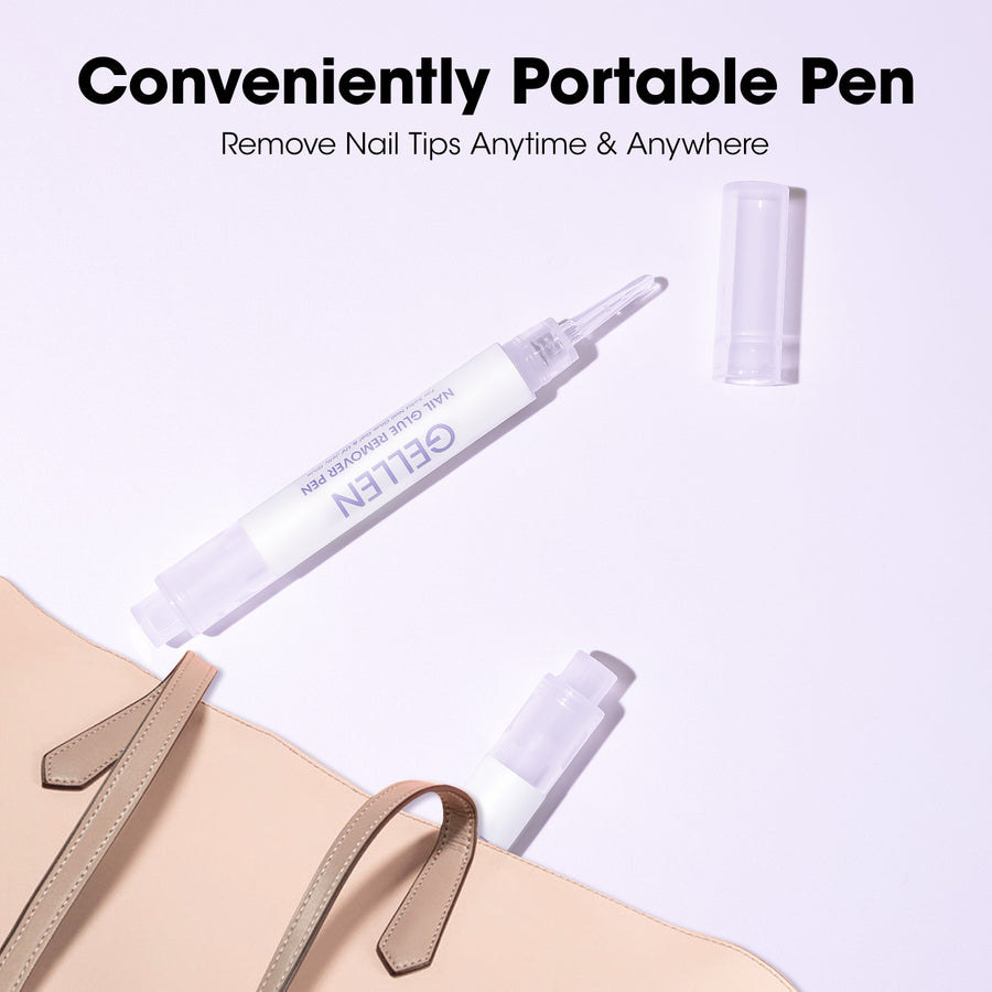 Gellen Nail Glue Remover Pen, 2Pcs 3ml Nail Glue Remover for UV Nail Glue Press on Nails, Click Remover Pen Design and Remove for Fake Nails Tips, Alcohol Acetone Free Fast Remove Gel Glue
