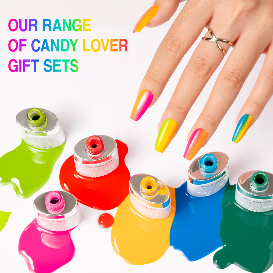 Candy Lover Nail Gel Polish, 6 Colors Bright Rainbow Gel Polish Set, Soak Off UV LED Needed Nail Gel Set, Nail Art Gift for Women DIY Manicure