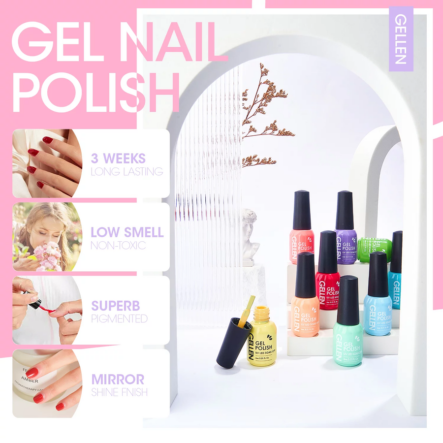 Gellen Gel Nail Polish Starter Kit with UV Lamp, 10 Colors Rose Lover Gel Polish with 36W Nail Lamp, All-In-One Gel Nail Polish Kit, Top Base Coat Nail Tools Manicure Set & Storage Box