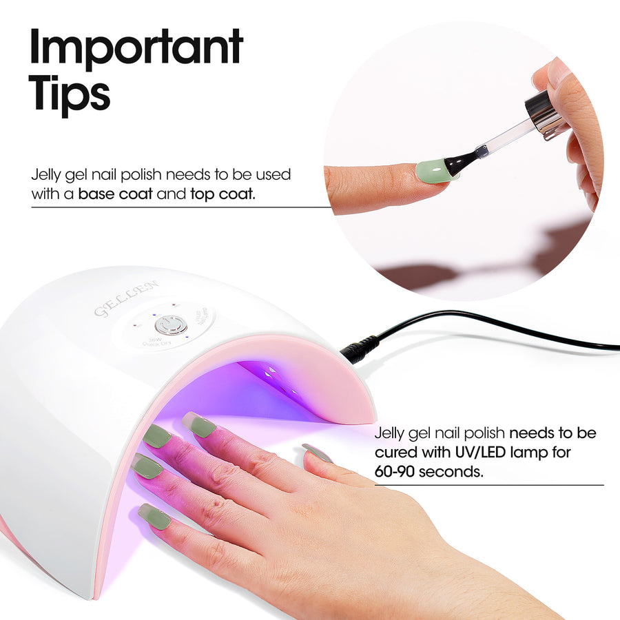 Gellen Jelly Gel Nail Polish, 18ML Sheer Pale Green Gel Polish UV Light Soak off Translucent Nail Polish Salon Manicure DIY Nail Art, Christmas Gifts for Women Girls