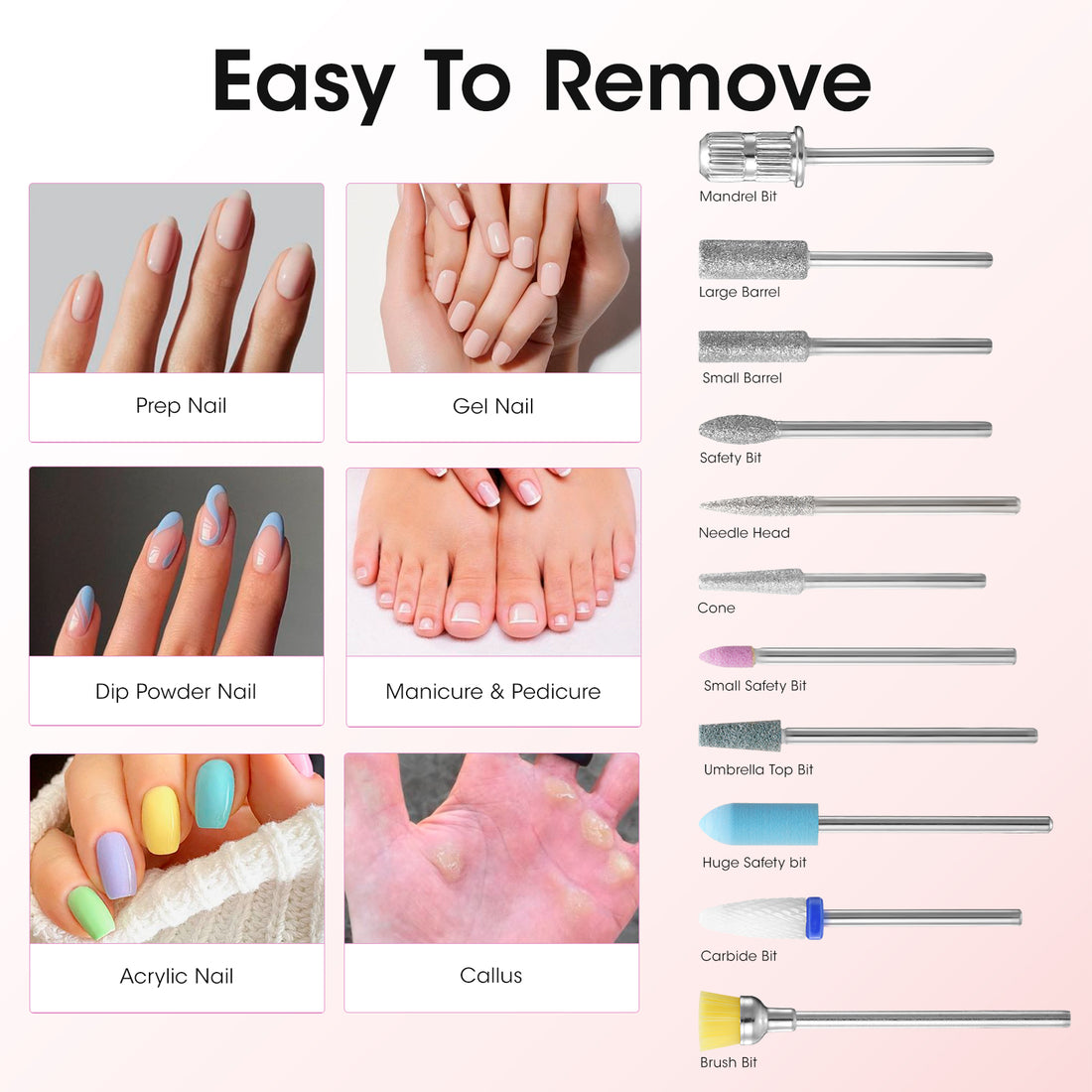 Gellen Cordless Electric Nail Drill, 11 in 1 Professional Nail File Kit, Rechargeable Pedicure Manicure Nail Drill Kit 35000 RPM Portable Efile Set