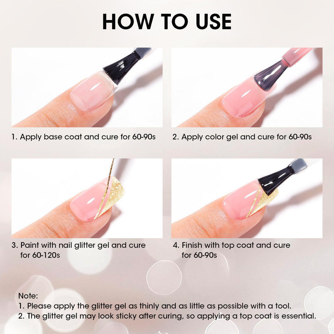 Gellen Glitter Gold&Sliver Gel Polish, Metal Platinum Reflective Painting Gel for Nails Drawing French-tip Floral Painted Liner Soak off UV/LED Cured for Salon DIY Nail Art
