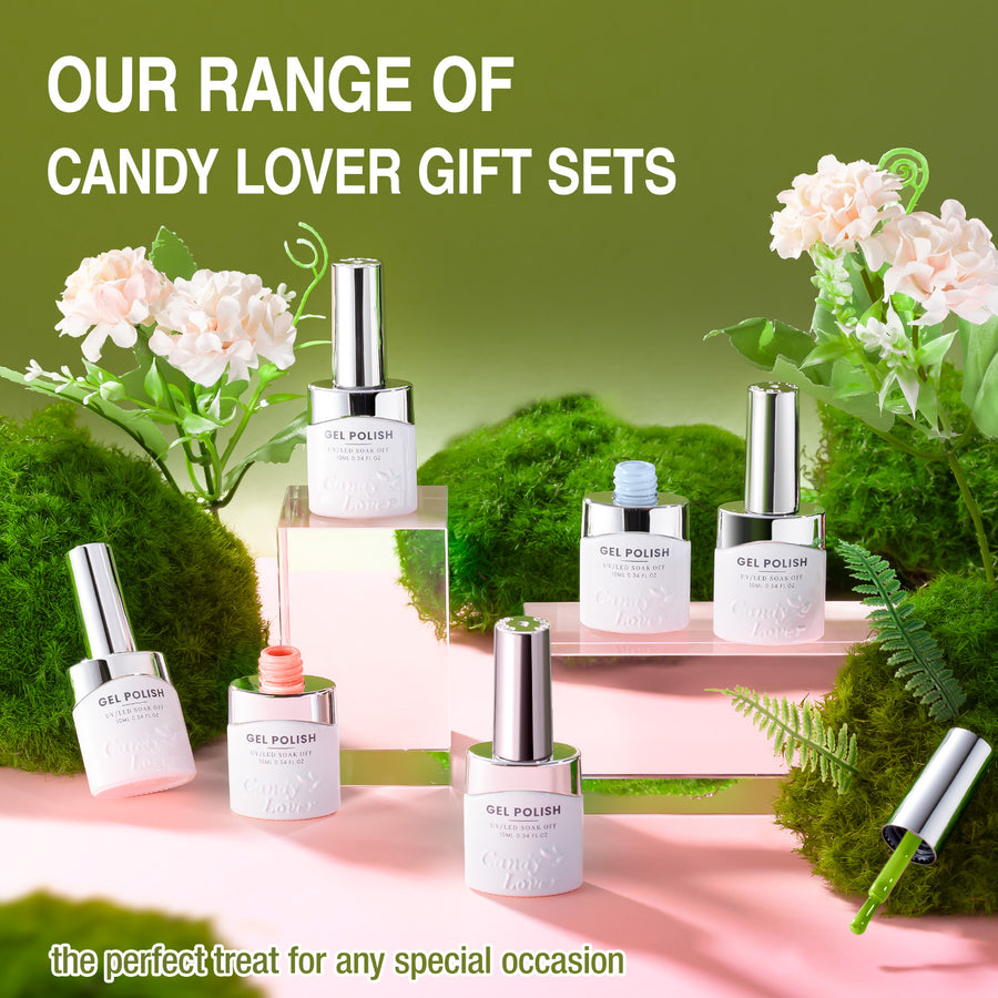 Candy Lover Nail Gel Polish, 6 Colors Flower Red Green Gel Polish Set, Soak Off UV LED Needed Nail Gel Set, Nail Art Gift for Women DIY Manicure