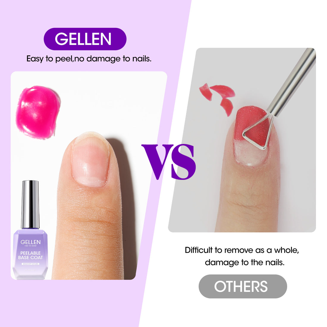 Gellen Gel Peelable Base and Glossy Top Coat Set, 2Pcs 18ML No Wipe Glossy Gel Top Coat, Clear UV Base Coat Gel Nail Polish, Soak Off Gel Base Top Coat Nail Art