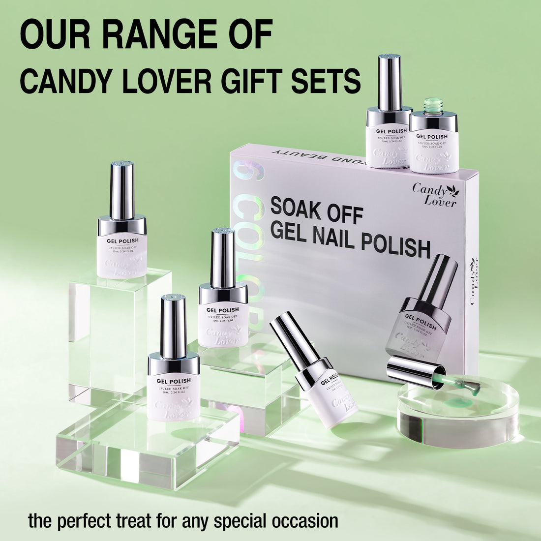 Candy Lover Nail Gel Polish, 6 Colors Water Ripple Green Gel Polish Set, Soak Off UV LED Needed Nail Gel Set, Nail Art Gift for Women DIY Manicure
