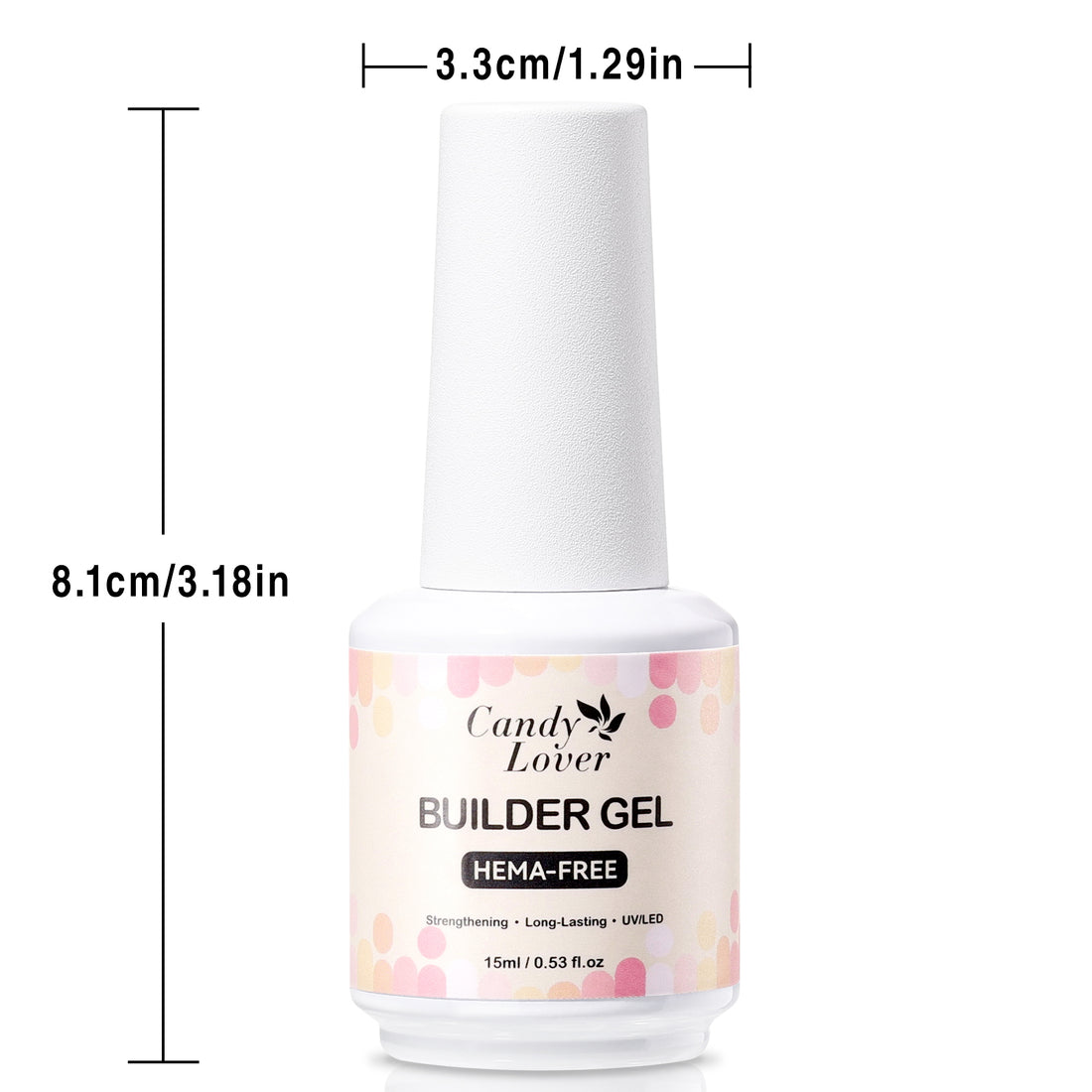 Candy Lover Nail Builder Gel, 7-in-1 Clear Builder for Nails, UV/LED Cured Rubber Base Coat Color Gel Polish Strengthener Thickening Extension Nail Shaping Rhinestone Glue in a Bottle for DIY Home