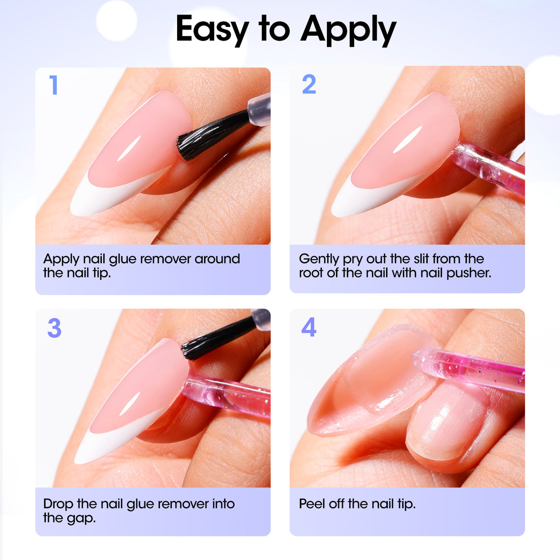 Gellen Nail Glue Remover for Press on Nails, 50ml Acetone-free Gentle Nail Glue Remover for Quick Dry Strong Nail Glue & Nail Polish & Fake Nail Tips Remover