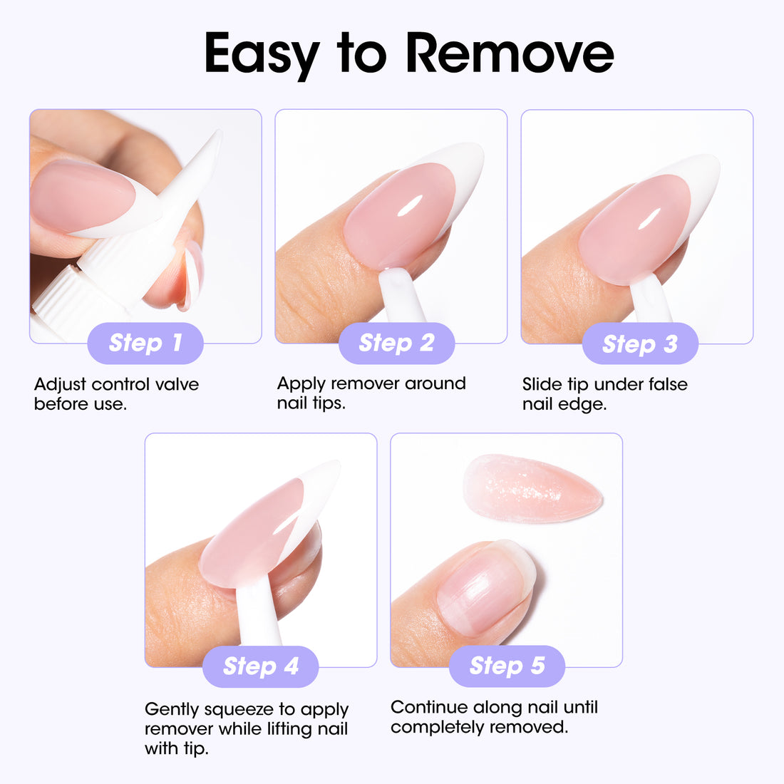 Gellen Lamp-Free Semi Solid Nail Glue for Press on Nails, Soak off Gel Nail Glue Remover for False Acrylic Nails, Super Strong Gel Glue Quick Removal Kit