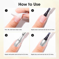 Gellen Nail Polish, Quick Dry 3 Colors Metallic Sliver Gold & Base Top Strengthener 3-in-1 Nail Polish Set Xmas Halloween Nail Lacquer Set, Gift for Women Home Nail Art, No UV Light Needed, 0.33 Fl.oz