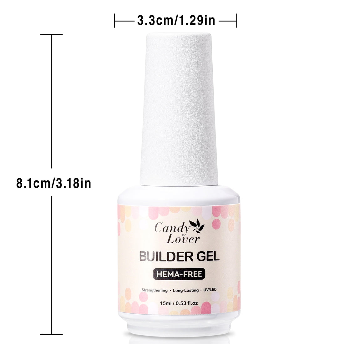 Candy Lover Nail Builder Gel, 7-in-1 Pink Builder for Nails, UV/LED Cured Rubber Base Coat Color Gel Polish Strengthener Thickening Extension Nail Shaping Rhinestone Glue in a Bottle for DIY Home
