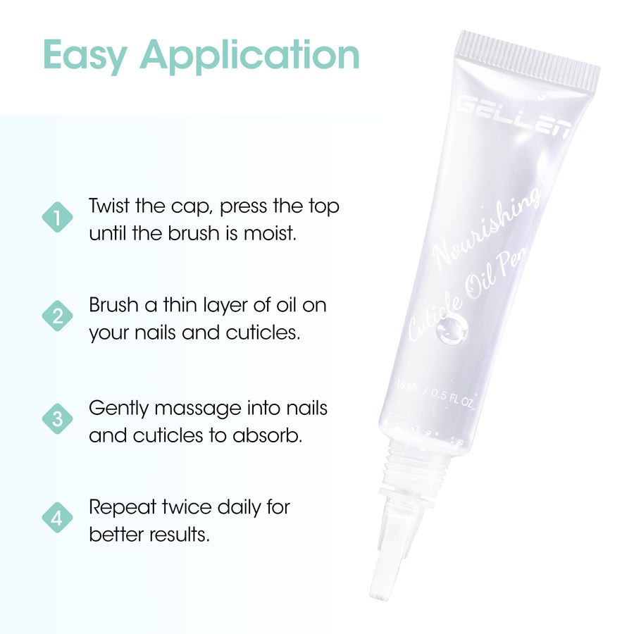 Gellen Nail Cuticle Oil Pen, Travel-sized Soft Brush Design, Rich in Jojoba Oil & VE, Soften Cuticle Strengthen Growth & Moisture Treatment for Dry Hangnail Thin Nails, 15ml Fragrance-free