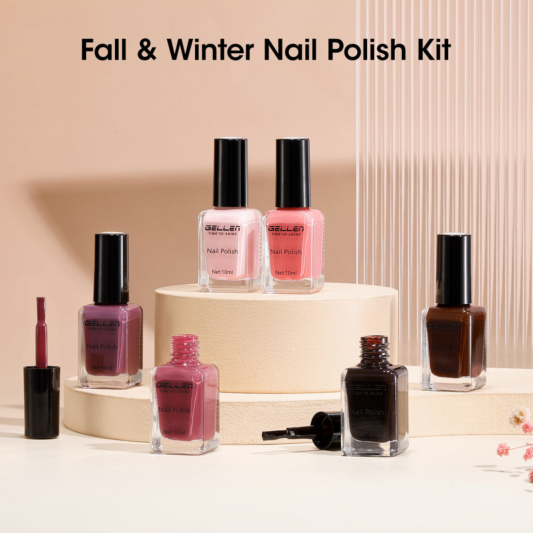 Gellen Quick Dry Nail Polish, 6Colors Wine Plum Dark Tone Gradient Collection Regular Nail Polish Set No UV Light Needed for Finger Toe & Fake Nails Home Salon DIY Nail Art
